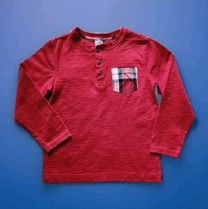 NWOT Gymboree Plaid Pocket Henley Size 8 Color Red